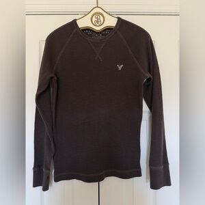 American Eagle Outfitters Dark Brown Waffle Thermal Top
